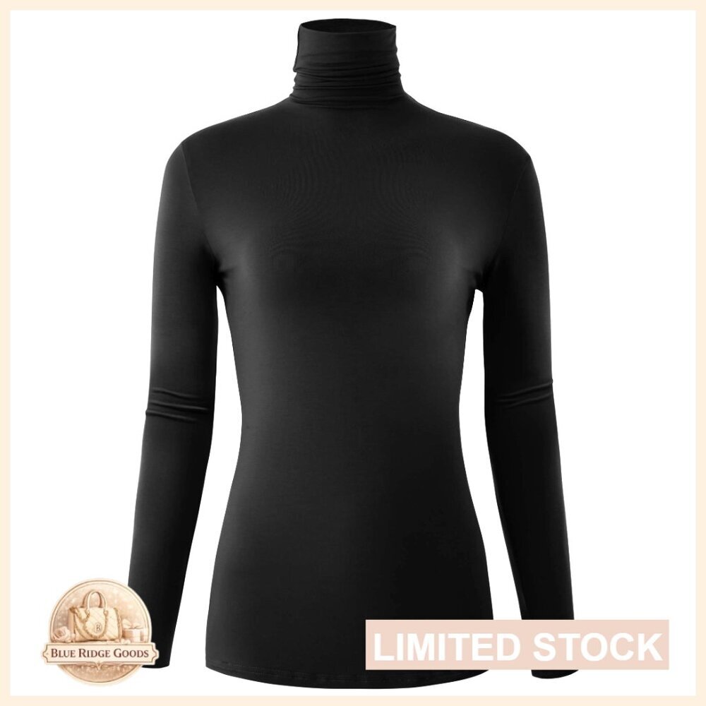 Long Sleeve Turtleneck Top Lightweight Stretchy Slim Fit Casual Active Layer